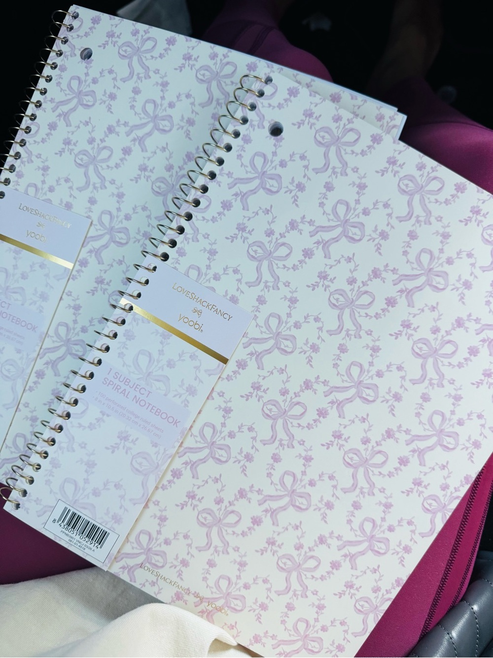 LoveShackFancy x Yoobi Pink Bow Spiral Notebook set of two